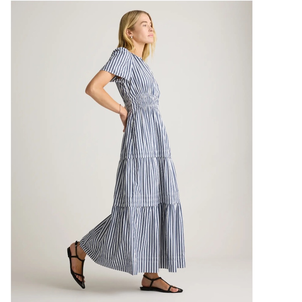 Quince 100% Organic Cotton Poplin Tiered
Maxi Dress Hudson Stripe Small NWT - Picture 13 of 13
